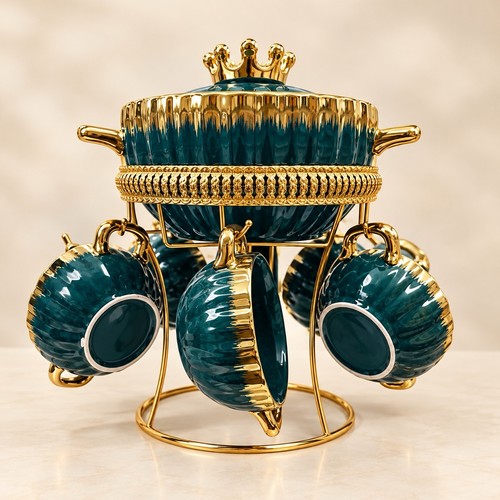 Luxury teal gold - crown, tea